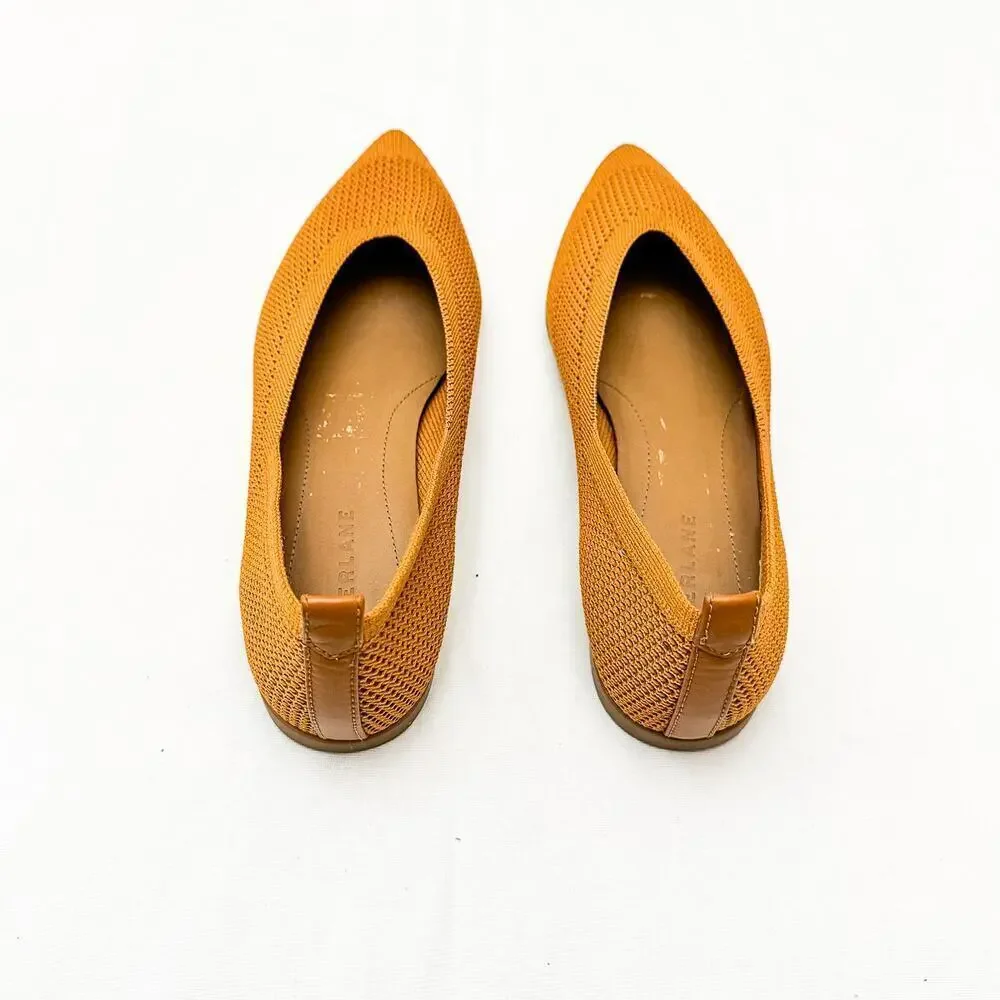Everlane The 40 Hour Flat Ballet Tan Brown Pointy Toe Woven Shoes Size 6